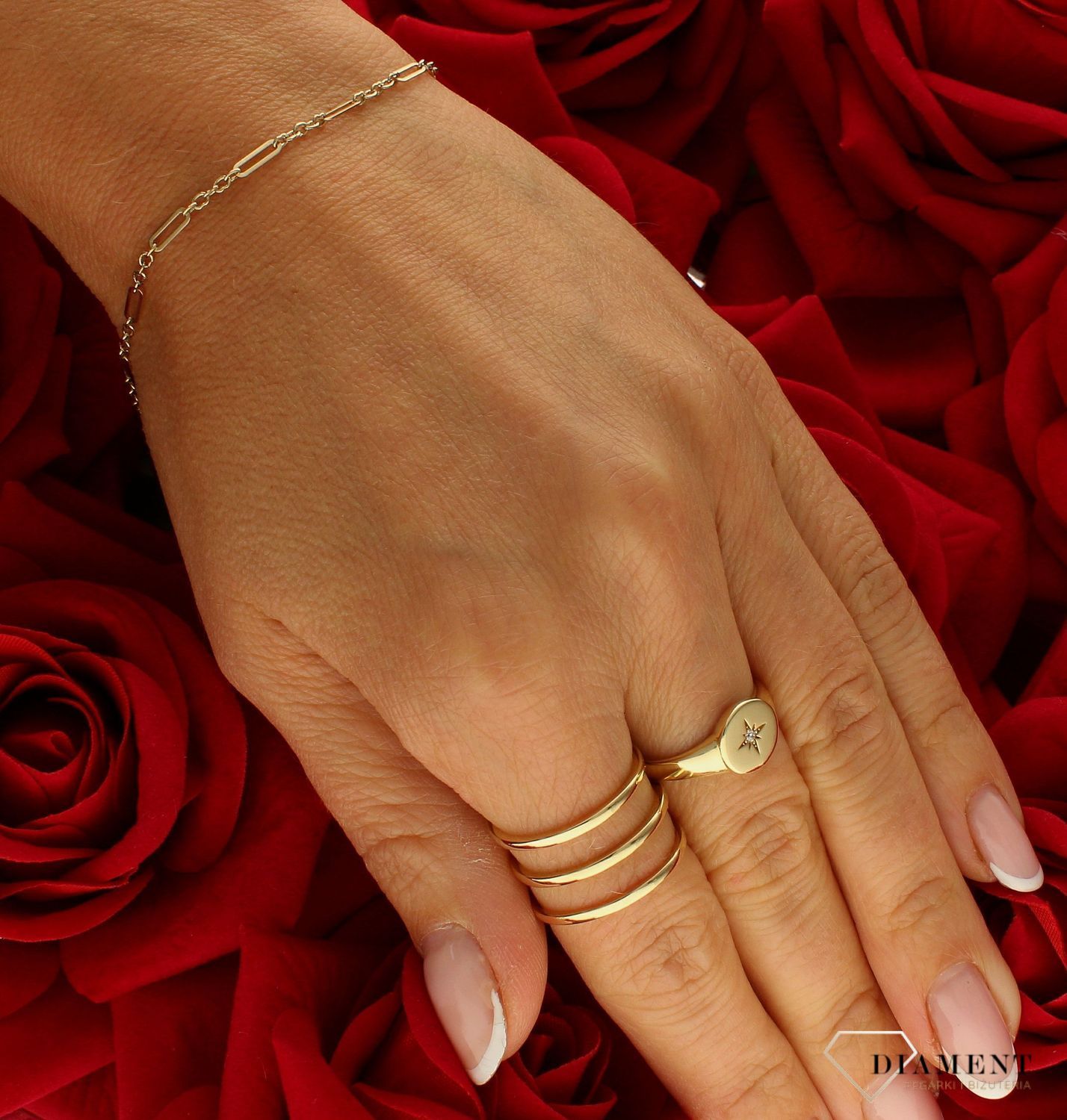 Złota bransoletka damska 375 delikatna celebrytka spinacze BR 7271A 375. Złota bransoletka damska. Złota bransoletka próby 375. Bransoletka złota damska delikatna celebrytka. Bransoletka złota celebrytka idealna na pr.jpg